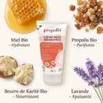 Crème pieds secs Propolia tube 75ml miel propolis karité lavande bio ingrédients