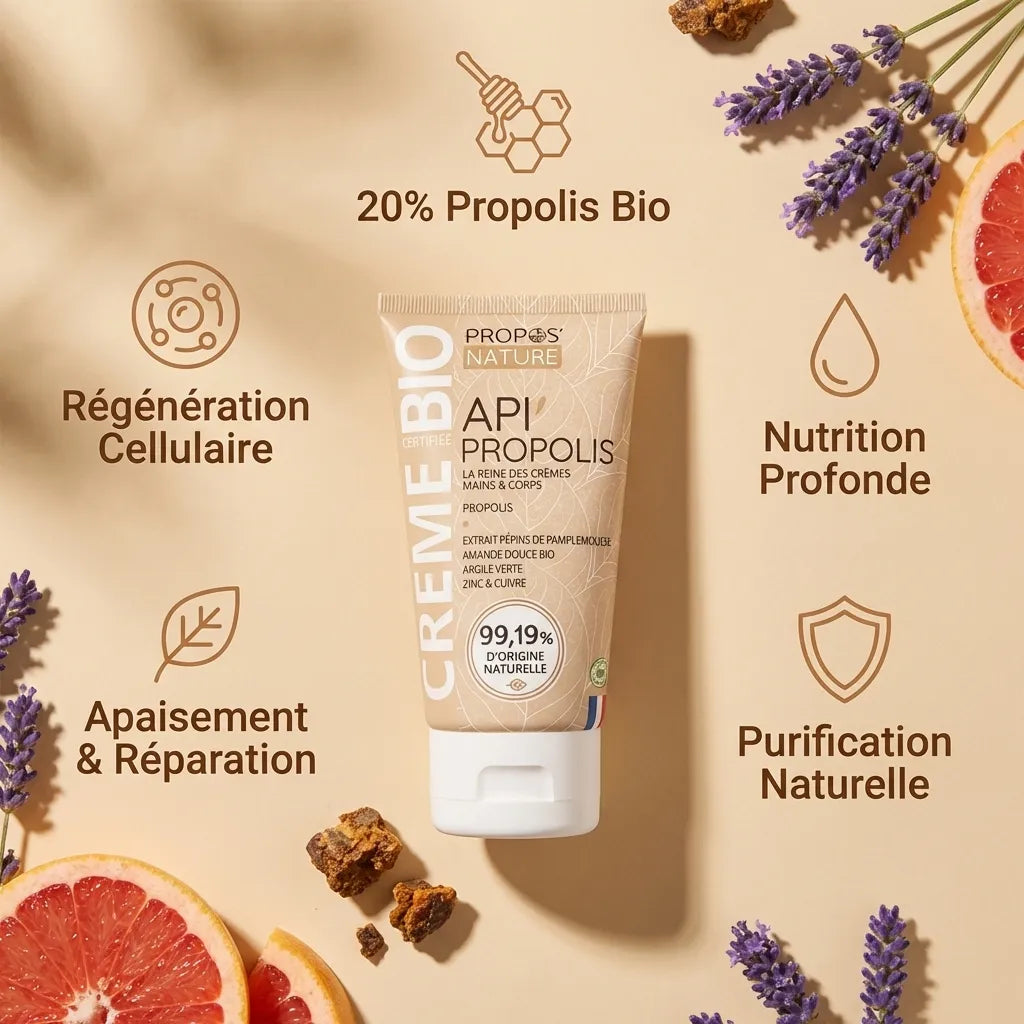 Crème Propolis bio 100ml Propos'Nature régénérante et purifiante avec bénéfices naturels