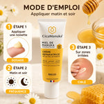 Crème réparatrice CicaManuka 40% Miel de manuka avec guide d'application matin et soir