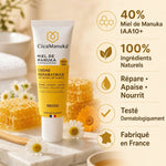 Crème réparatrice CicaManuka 40% miel de manuka IAA10+ avec ingrédients naturels et certification France