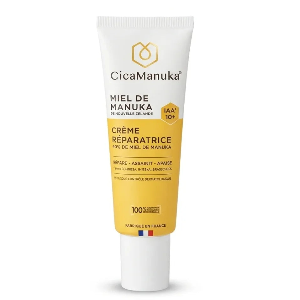 Crème réparatrice CicaManuka 40ml Miel de manuka IAA10+ tube blanc