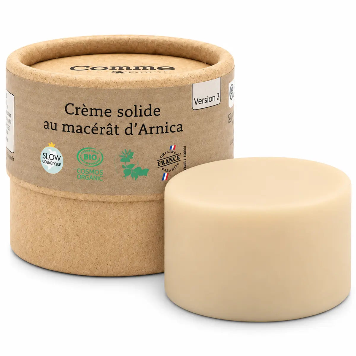 Crème solide Arnica Comme avant 50g en pot kraft avec palette applicatrice