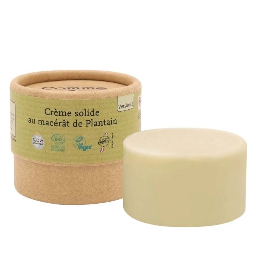 Une crème solide au macérât de plantain anti-démangeaisons de la marque Comme Avant