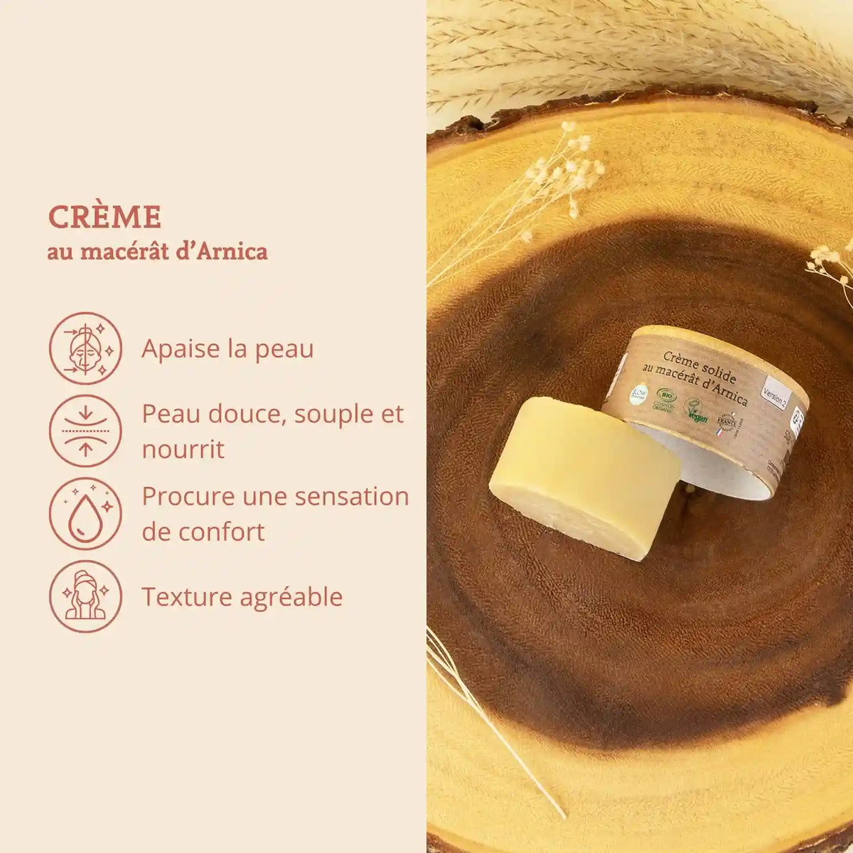 Les bienfaits de la crème solide au macérât d’Arnica de la marque Comme avant