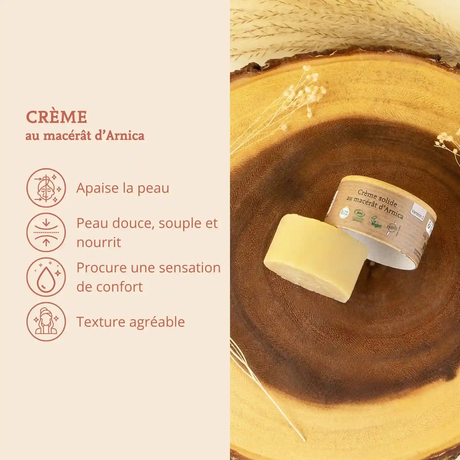 Les bienfaits de la crème solide au macérât d’Arnica de la marque Comme avant