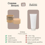 Comparatif entre la crème solide au macérât d’Arnica de la marque Comme avant, et celles des autres marques