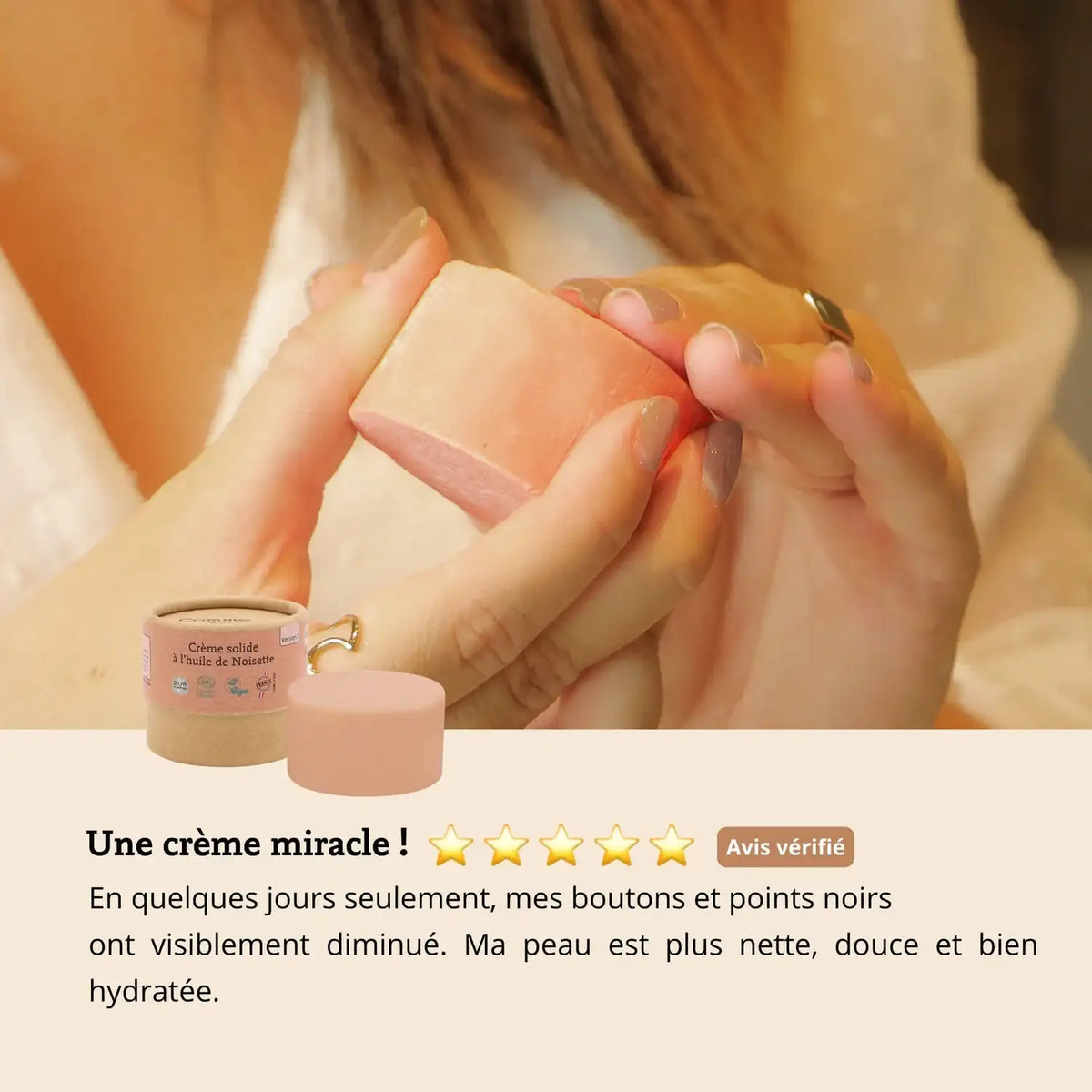 Les avis sur la crème solide de 50 g de la marque Comme avant