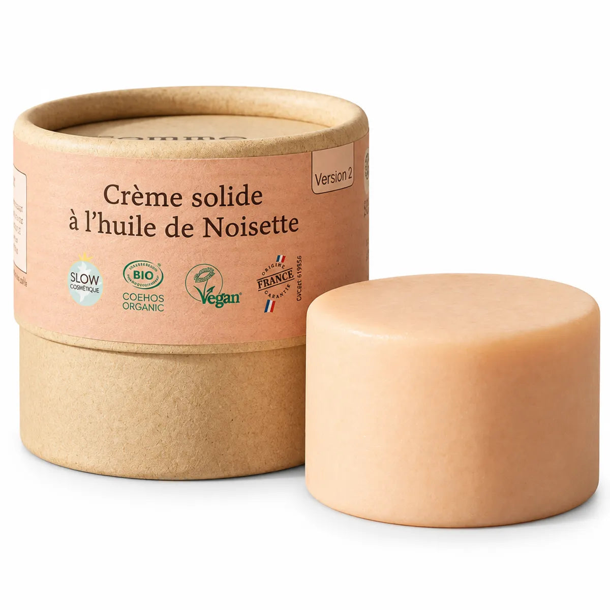 Crème solide à l'huile de Noisette 50g pot kraft peaux imperfections