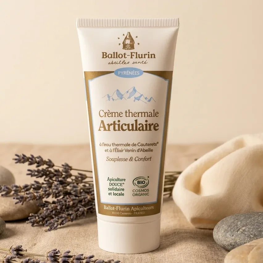 Crème thermale Articulaire Bio Ballot-Flurin 100ml avec lavande et pierres, soin articulaire naturel