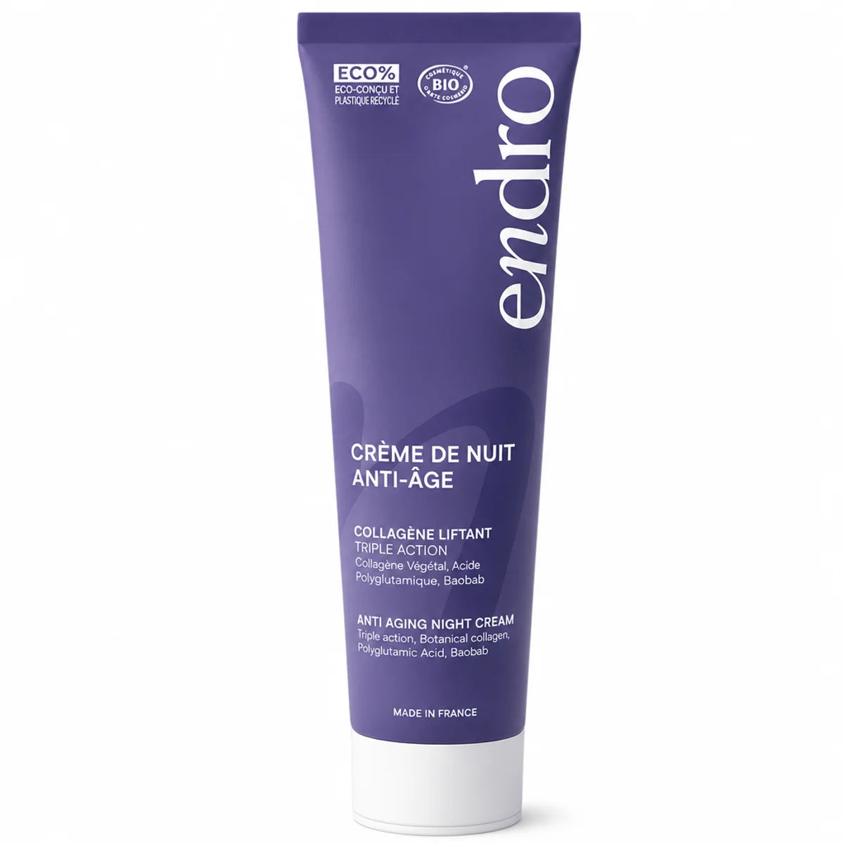 Crème de nuit anti-âge Endro 50ml tube violet effet liftant certifiée bio