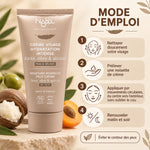 Crème visage Najel hydratation intense bio 50 ml pour peaux sèches, avec mode d'emploi en 4 étapes sur fond beige