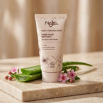 Crème visage matifiante Bio Najel 50ml avec aloe vera et fleurs botaniques sur marbre