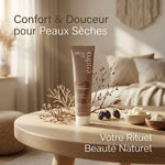 Crème visage nourrissante Endro 50ml peaux sèches, packaging taupe sur fond Scandinave naturel