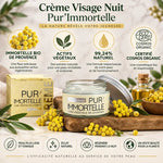 Crème visage nuit bio Pur'Immortelle 50ml - pot verre avec ingrédients naturels Provence
