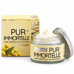 Crème visage nuit bio Pur'Immortelle 50ml avec emballage or et pot en verre ouvert