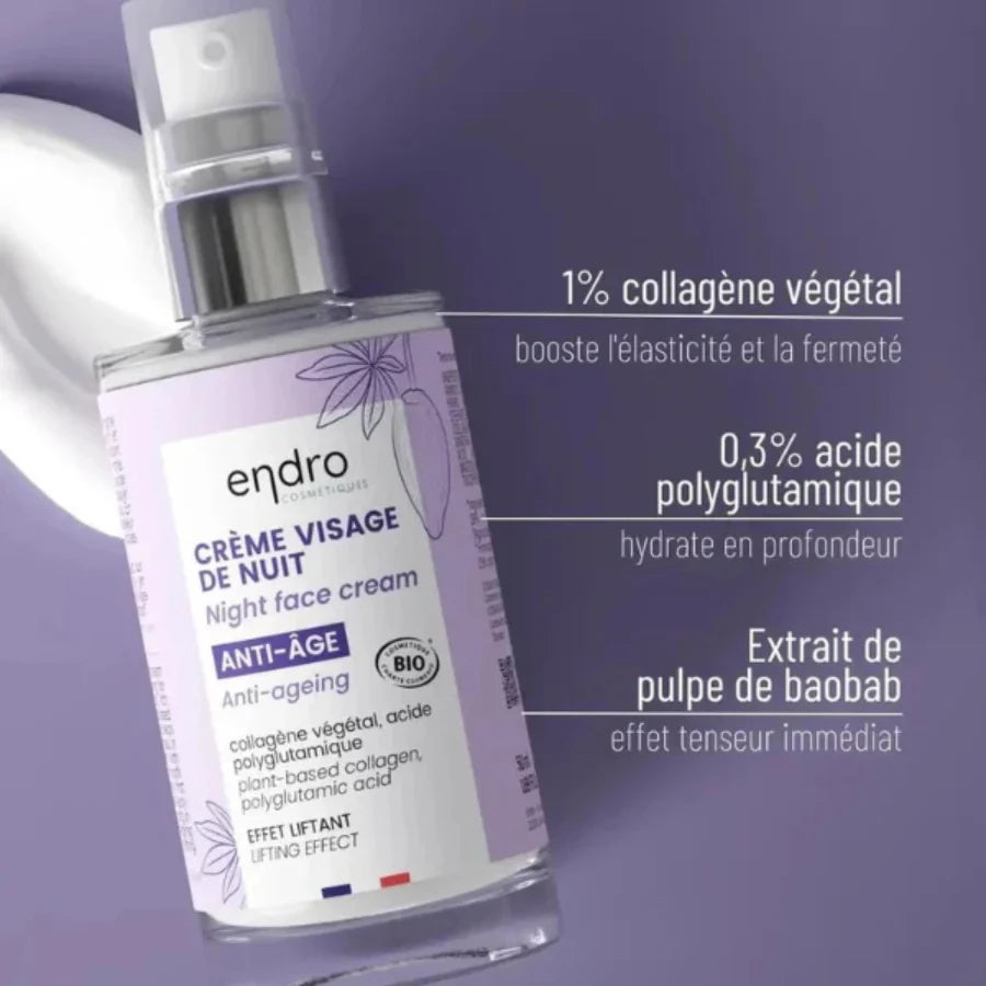 La composition et les bienfaits de la Crème visage de nuit Anti-Âge Endro