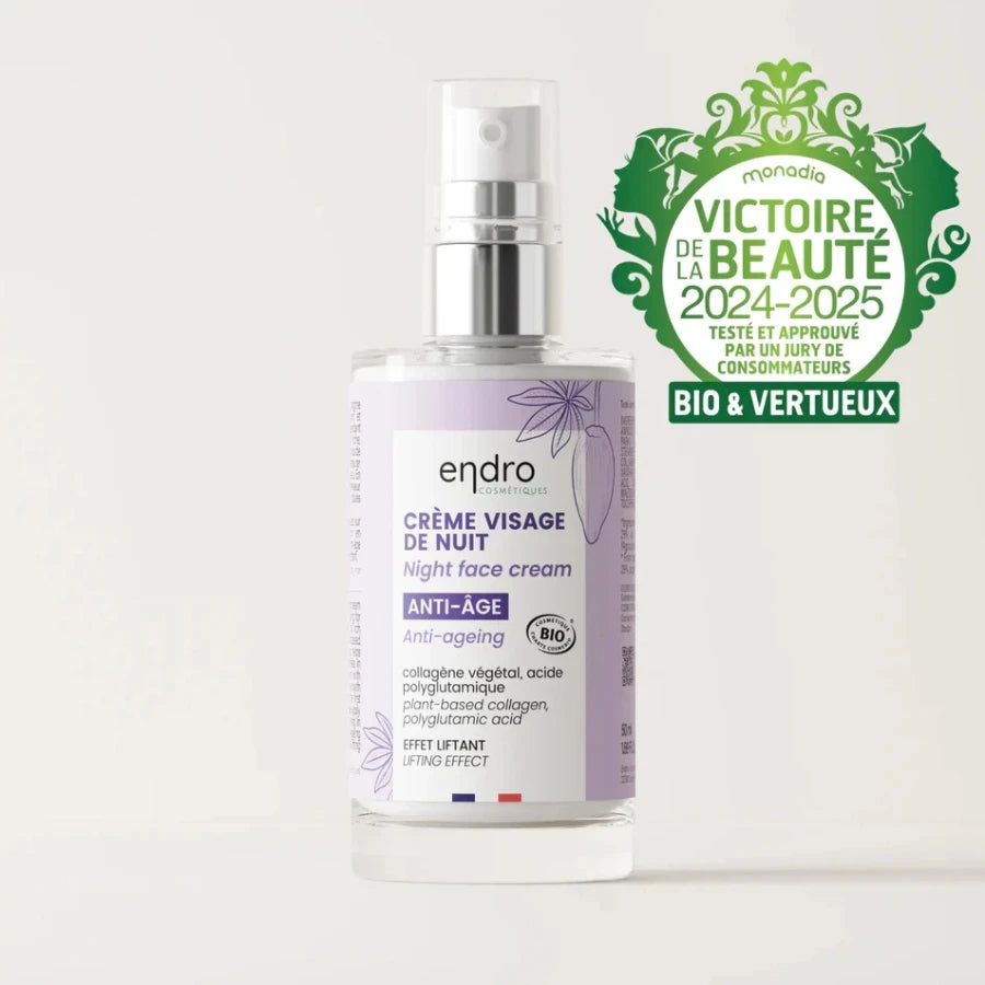 Les labels de la Crème visage de nuit Anti-Âge Endro