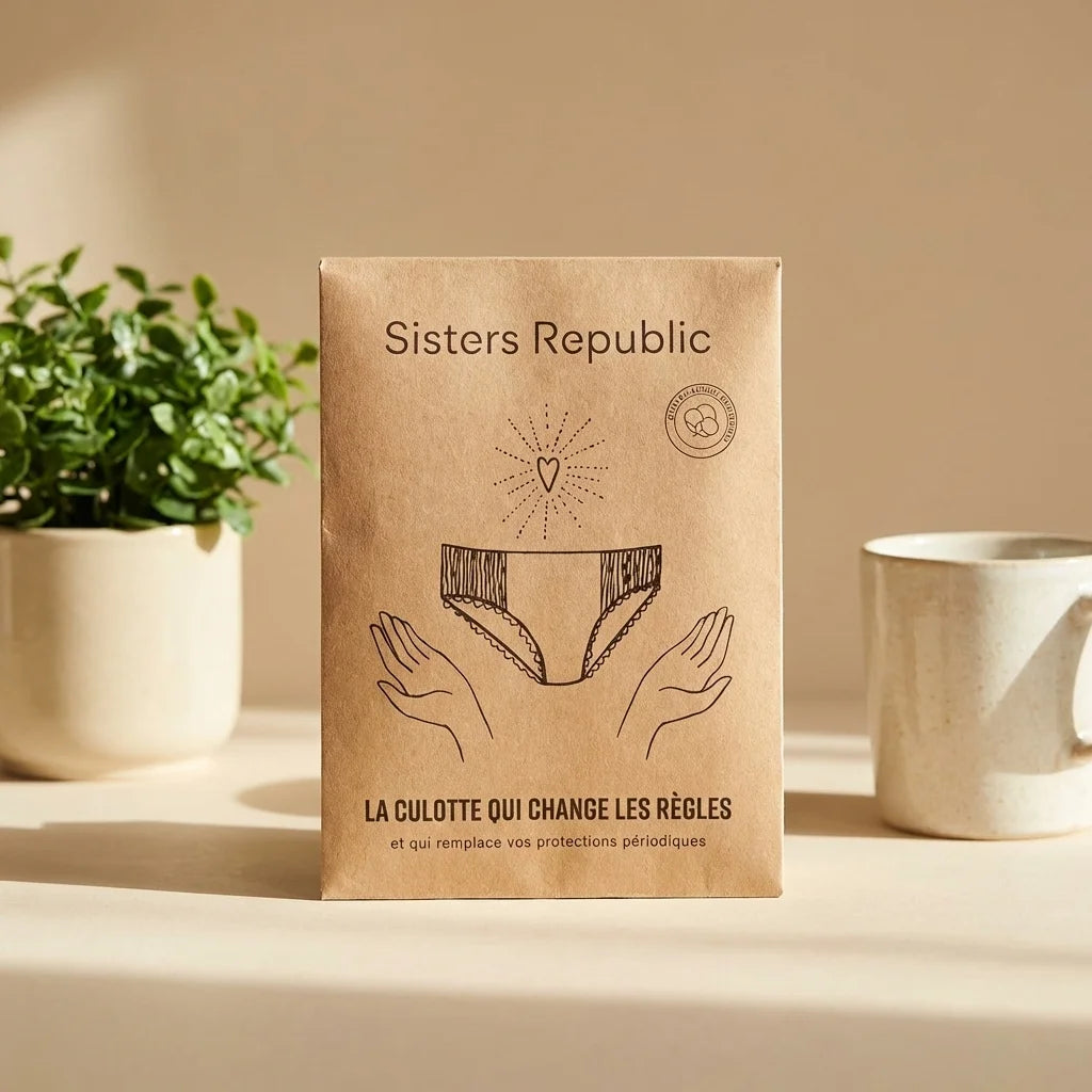 Culotte menstruelle Colette absorption super taille L Sisters Republic packaging studio