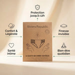 Culotte menstruelle Sidonie Sisters Republic taille S avec infographie avantages protection 12h