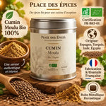 Cumin moulu bio 50g Place des épices en boîte métallique avec certification et origine France