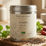 Cumin moulu bio 50g Place des épices avec graines fraîches et ingrédients naturels