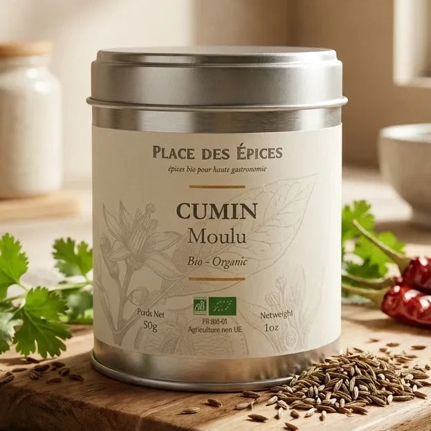 Cumin moulu bio 50g Place des épices avec graines fraîches et ingrédients naturels