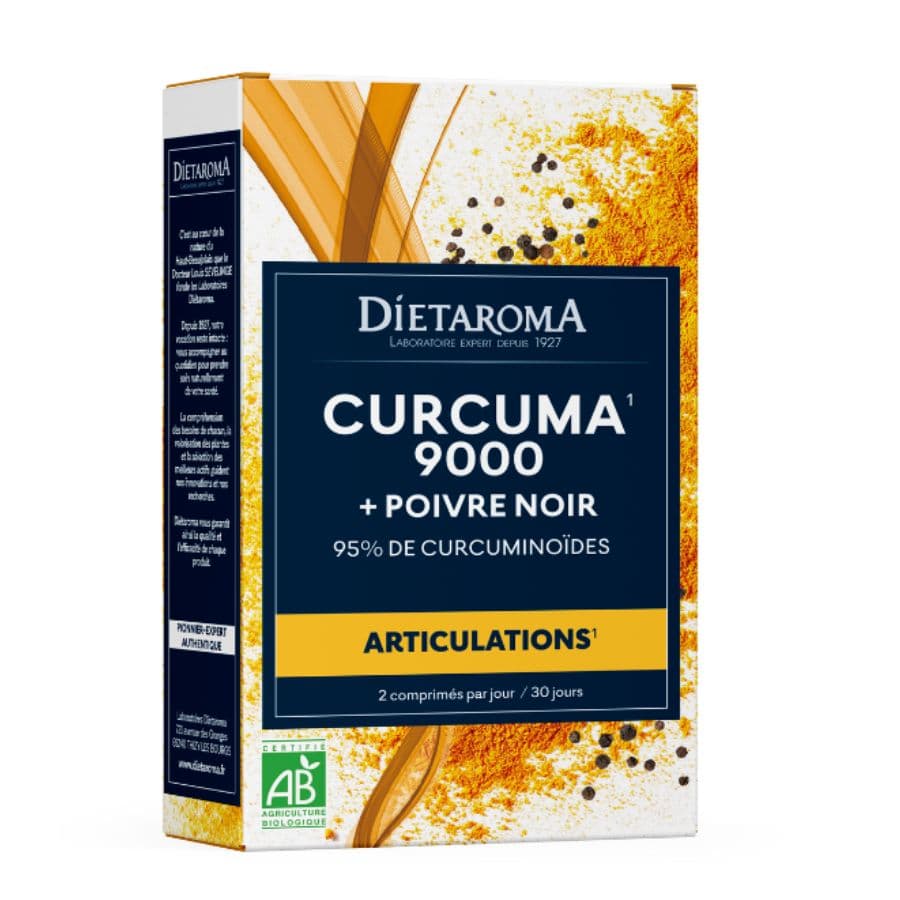 Une boîte de Curcuma Poivre Noir 9000 de la marque Dietaroma