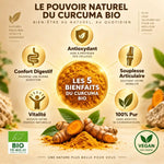 Curcuma bio poudre - 5 bénéfices antioxydant digestif articulaire vitalité certifié BIO vegan