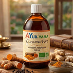 Curcuma Fort bio 500ml Ayur-vana avec curcuma frais, gingembre et poivre noir