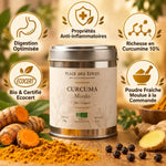 Curcuma bio moulu 80g avec bénéfices digestion, anti-inflammatoire et curcumine 10%