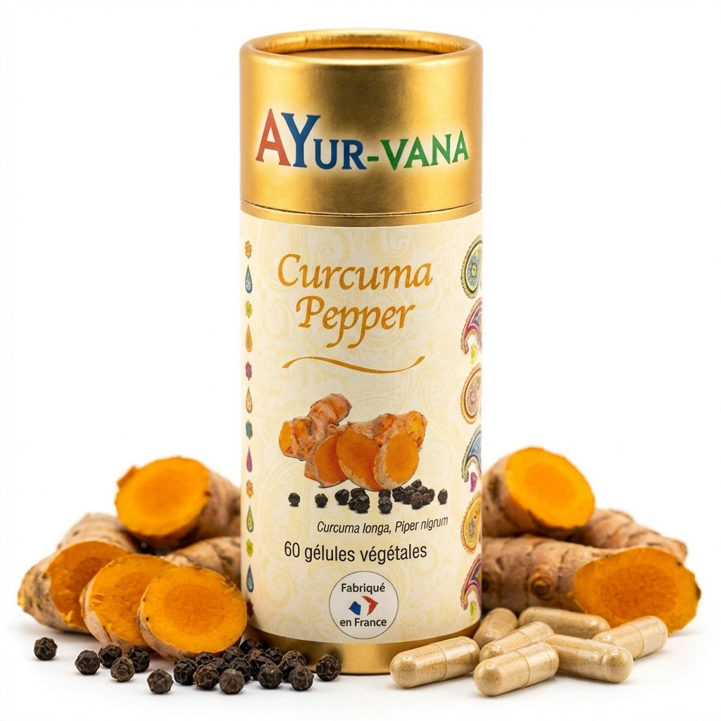 Curcuma Pepper Bio Ayur-Vana 60 gélules avec curcuma frais et poivre noir