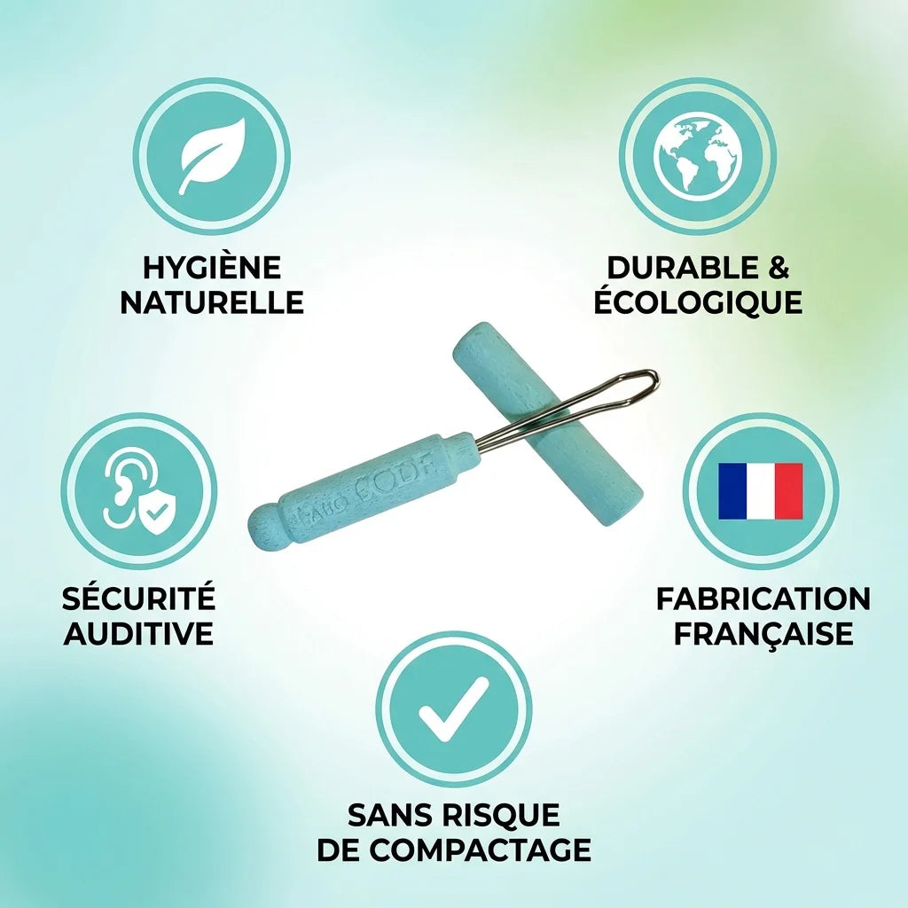 Cure-oreille Laboratoire Code en acier inoxydable avec avantages : hygiène naturelle, écologique et sécurité auditive