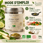 Curry Vert Thaïlandais Andaman Bay Bio 50g - Mode d'emploi et certifications