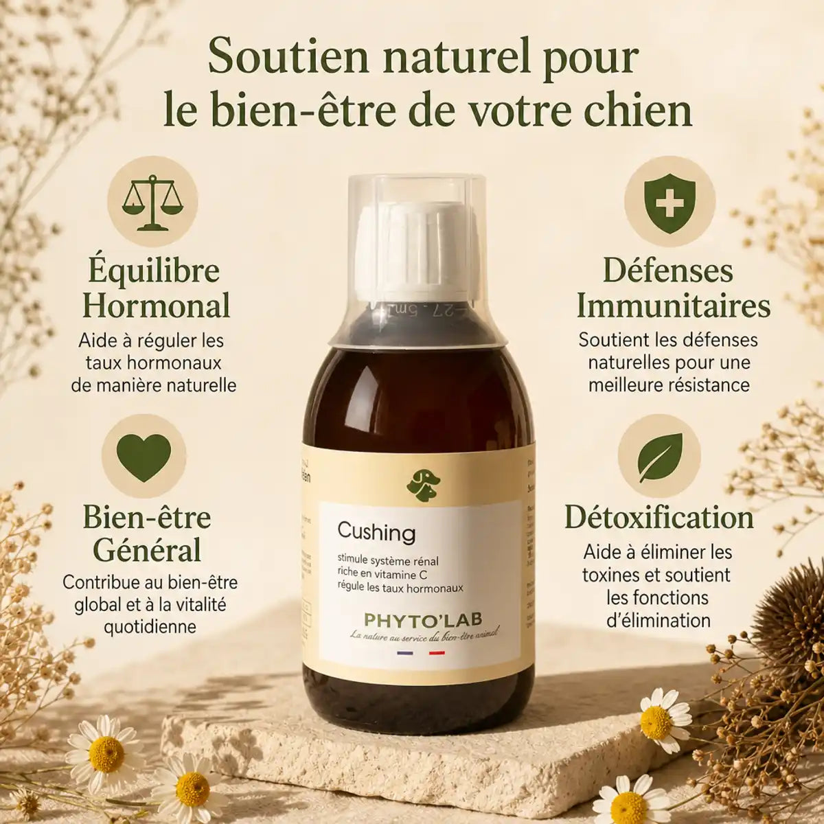 Cushing Dogs 250ml traitement naturel équilibre hormonal et bien-être pour chiens