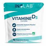 Complément Vitamine D3 vegan INOLAB D3Form, 60 comprimés en sachet teal et blanc