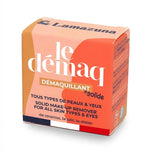 Démaquillant solide Lamazuna à l'huile de jojoba bio 30g, emballage carton dégradé pêche-corail