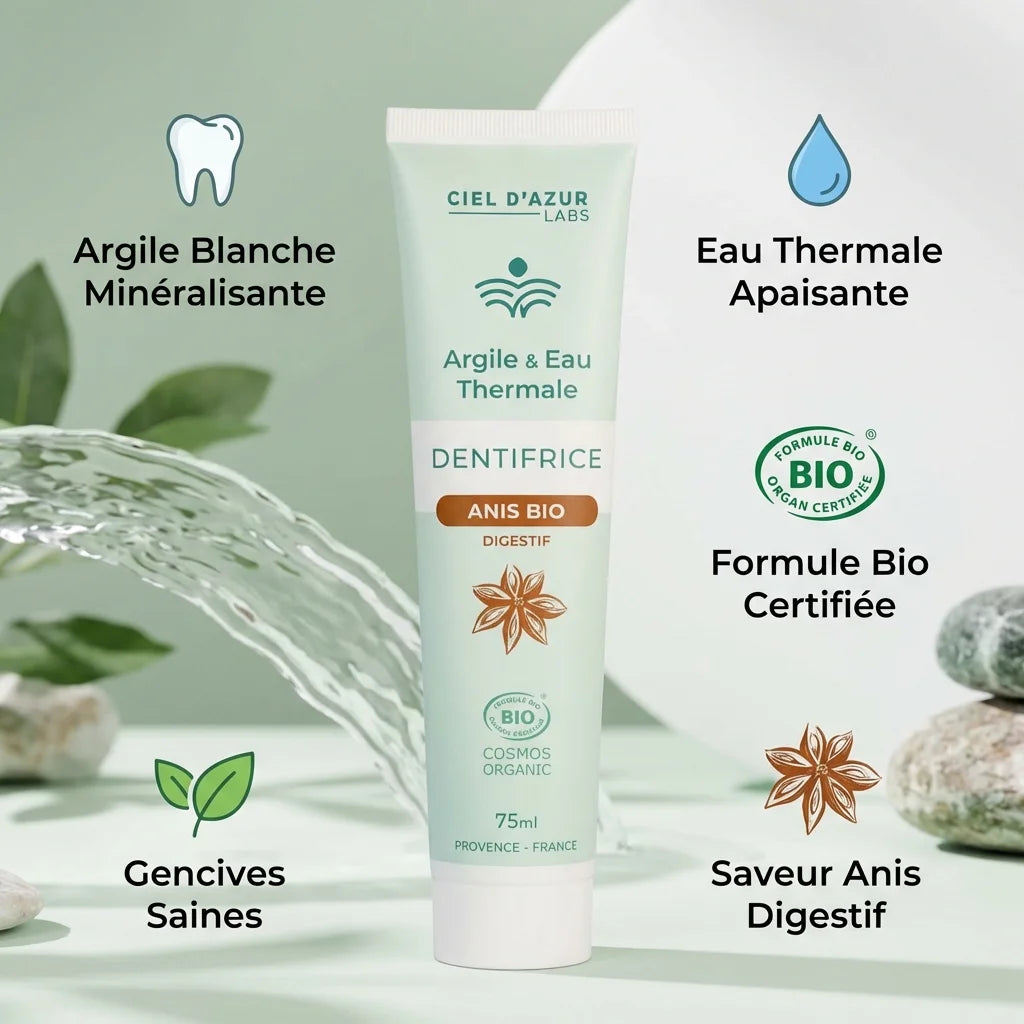Denticlay Anis Digestif 75ml - Tube dentifrice argile blanche et eau thermale avec bénéfices