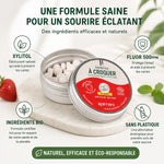 Dentifrice à croquer fraise Apimani 60 pastilles bio, sans plastique, xylitol et fluor