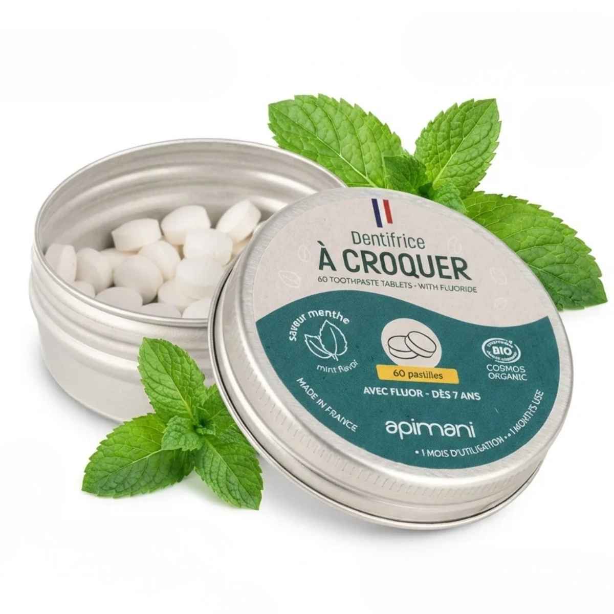 Dentifrice à Croquer Menthe Bio - 60 Pastilles - Apinami