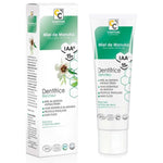 Face avant d'un tube de dentifrice blancheur au miel de manuka de 75ml de la marque Comptoirs et compagnies