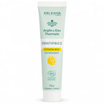 Dentifrice citron bio 75ml Argile et Eau Thermale en tube vert et blanc avec certification Cosmos