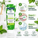 Dentifrice bio Coslys dents sensibles 75ml - guide utilisation 3 étapes avec instructions brossage