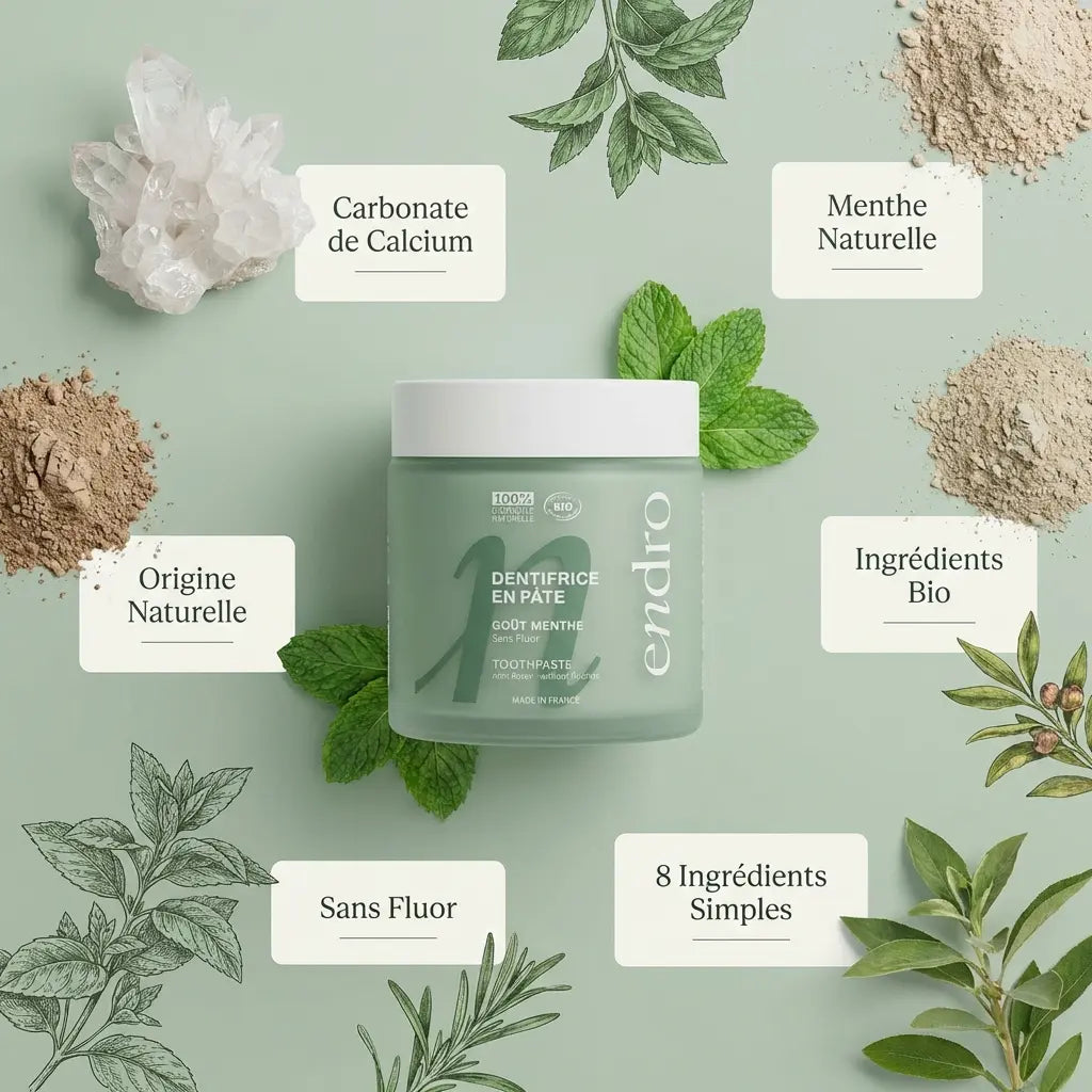 Dentifrice Endro menthe 100ml avec ingrédients bio naturels et minéraux