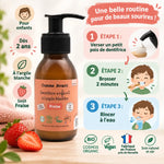 Dentifrice enfant argile blanche Comme Avant goût fraise 90ml avec guide d'utilisation en 3 étapes
