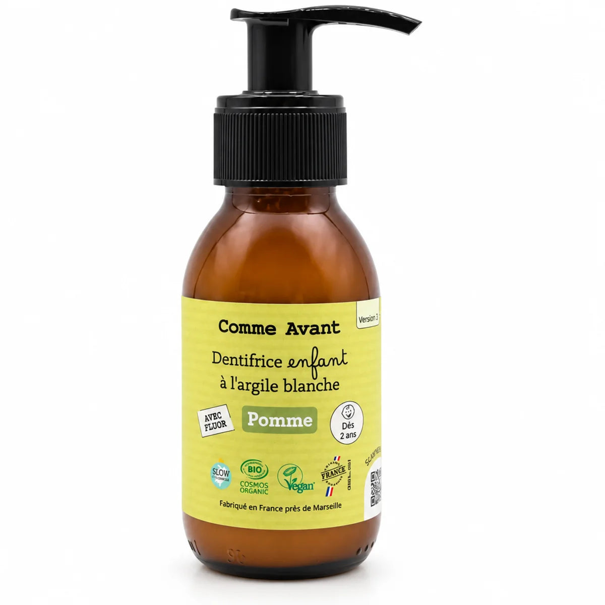Dentifrice enfant argile blanche goût pomme Comme Avant flacon 90ml