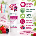 Dentifrice Fruits Rouges Centifolia 75ml enfants - tube blanc avec icônes bénéfices naturels et sans fluor