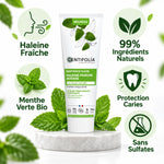 Dentifrice Haleine Fraîche Centifolia 75ml avec ses 5 bénéfices clés: ingrédients naturels, menthe bio, protection caries