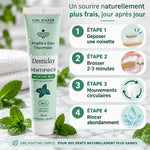 Dentifrice menthe bio 75ml avec guide d'application en 4 étapes - Argile et eau thermale