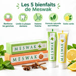 Dentifrice Meswak ayurvédique Kerala Nature, tubes menthe citron avec bénéfices naturels