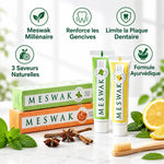 Dentifrice Meswak Ayurvédique Kerala Nature 3 saveurs - tubes mint et citron avec ingrédients naturels